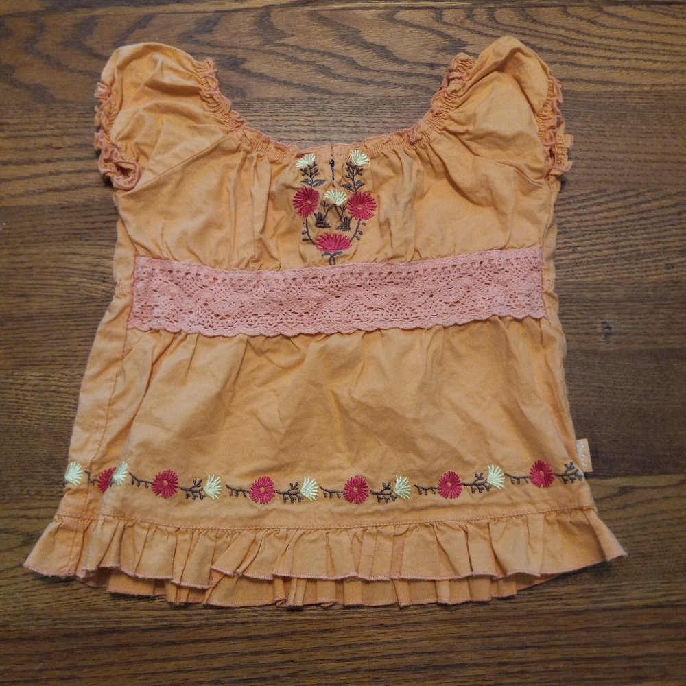 Cotton Floral Embroidered Peasant Top Boho 12 -18 Month
